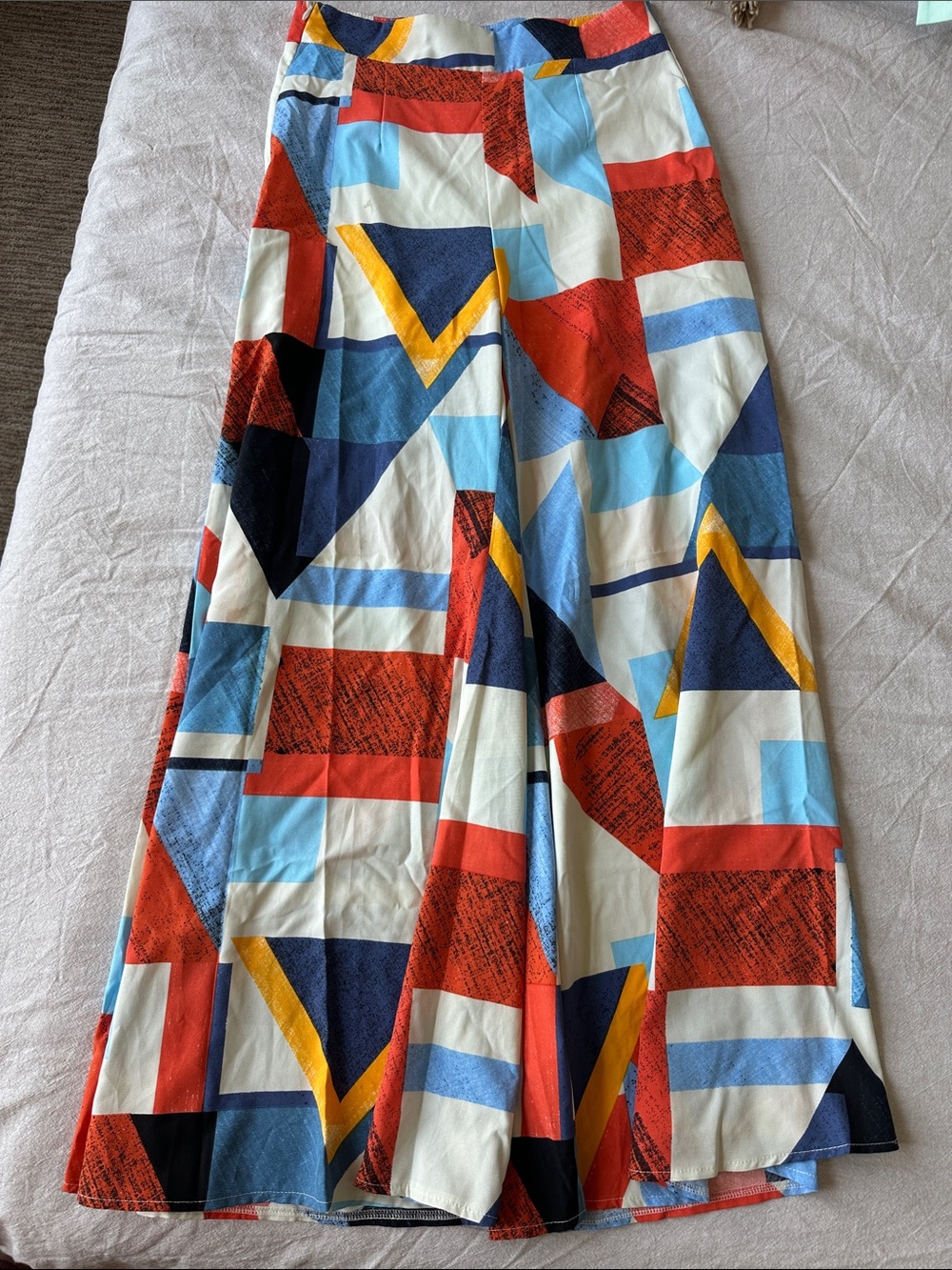 Geometric Print Maxi Skirt in Red, Blue, Yellow